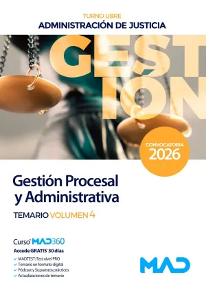 Temario Volumen 4 Cuerpo de Gestión Procesal y Administrativa (Turno Libre)